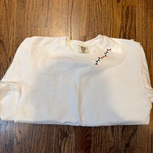Comfort Colors White Sweatshirt with Colorful Stitching